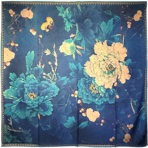 NWT Double Sided Silk Scarf 52"x52" Large Square Shawl Wrap XiangYunSha 3675